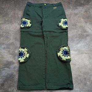 Steady Hands Green Convertible Embroidered Cargo Pants Adult Size Large Skater
